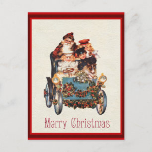 Vintage viktorianisches frohes Weihnachten Santa Postkarte