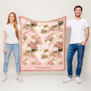 Vintage-Viktorianisches Rosa-Blumenmuster Elegante Fleecedecke