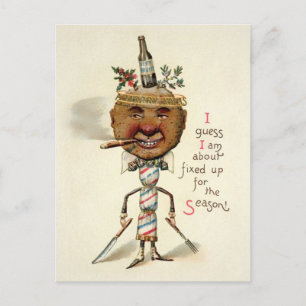 Vintage viktorianisches seltsames Weihnachten Postkarte