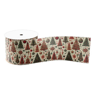 Vintage viktorianisches Wald-Tapeten-Weihnachtsban Ripsband