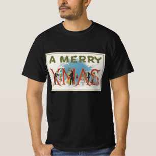 Vintage viktorianisches Weihnachten, eine fröhlich T-Shirt