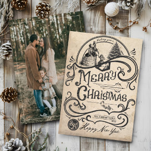 Vintage viktorianisches Weihnachtslied-Foto Feiertagskarte