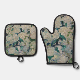 Vintage Vincent Van Gogh Gemälde-Rose Ofenhandschuh & Topflappen-Set
