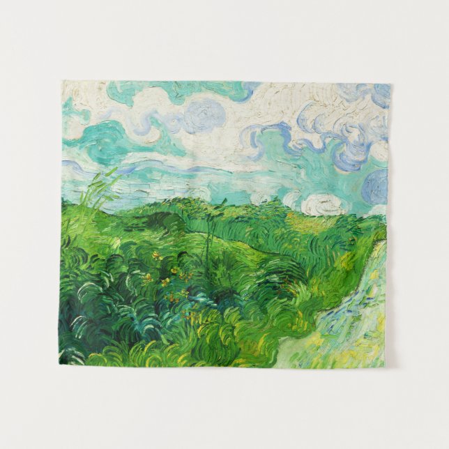 Vintage Vincent Van Gogh Green Wheat Fields Wandteppich (Vorderseite (Horizontal))