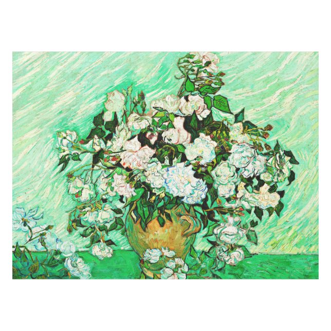 Vintage Vincent Van Gogh-Rose (1890) Tischdecke (Vorderseite (Horizontal))