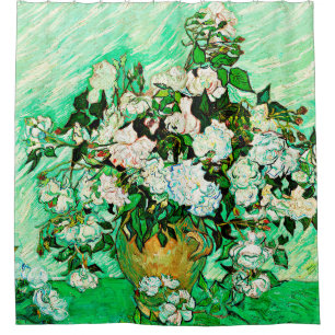 Vintage Vincent Van Gogh Rosen (1890) Duschvorhang