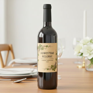 Vintage Vineyard Border Weinetikett