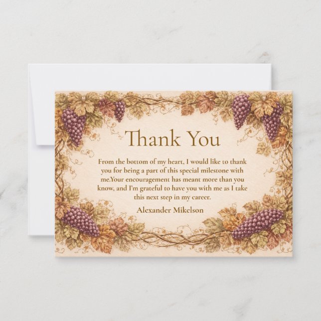 Vintage Vineyard Graduation Party Dankeskarte (Vorderseite)