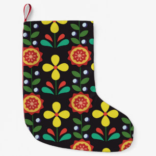 Vintage Vintage Blume-Vertikallinien im Retro-Modu Kleiner Weihnachtsstrumpf