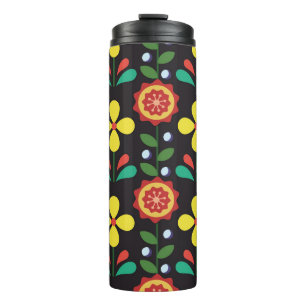 Vintage Vintage Blume-Vertikallinien im Retro-Modu Thermosbecher