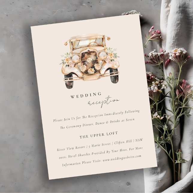 Vintage Vintage Car Hochzeitsempfang mit weichem B Begleitkarte (Von Creator hochgeladen)