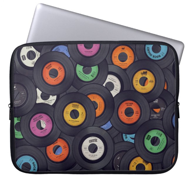 Vintage Vinyl Platten - Hintergrund Laptopschutzhülle (Vorderseite)