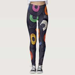 Vintage Vinyl Platten - Hintergrund Leggings