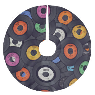 Vintage Vinyl Platten - Hintergrund Polyester Weihnachtsbaumdecke