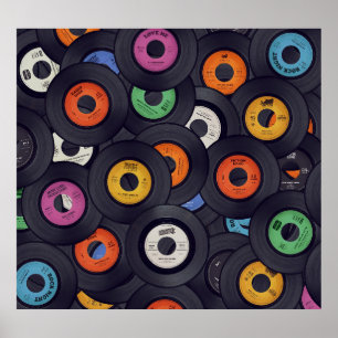 Vintage Vinyl Platten - Hintergrund Poster