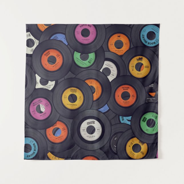 Vintage Vinyl Platten - Hintergrund Wandteppich (Vorderseite)