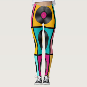 Vintage Vinyl Platten Retro Hintergrund Leggings