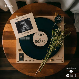 Vintage Vinyl Record Player Pregnancy Ankündigung