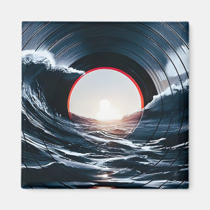 Vintage Vinyl Surf Wave Ozean Retro Musik Magnet