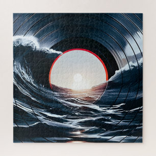 Vintage-Vinyl-Surf-Welle Ozean Retro-Musik Puzzle
