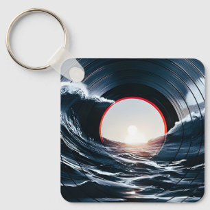 Vintage-Vinyl-Surf-Welle Ozean Retro-Musik Schlüsselanhänger
