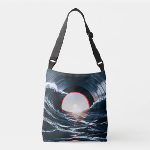 Vintage-Vinyl-Surf-Welle Ozean Retro-Musik Tragetaschen Mit Langen Trägern
