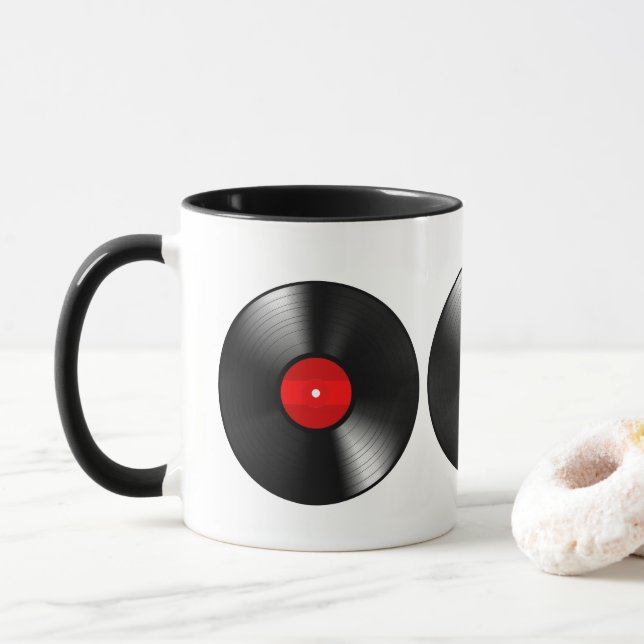 Vintage Vinylaufzeichnungs-Kaffee-Tasse Tasse (Mit Donut)