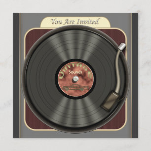 Vintage Vinylaufzeichnungs-Party Einladungen