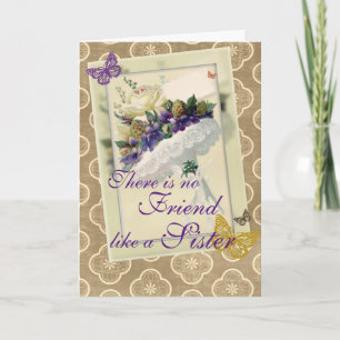 Vintage Violet Bouquet Schwester und Freund Geburt Karte