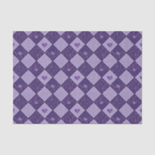 Vintage Violet-Checkerboard & Playing-Card-Anzüge Seidenpapier