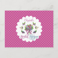 Vintage violette Blumen Brautparty Rezept Karte