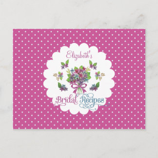 Vintage violette Blumen Brautparty Rezept Karte