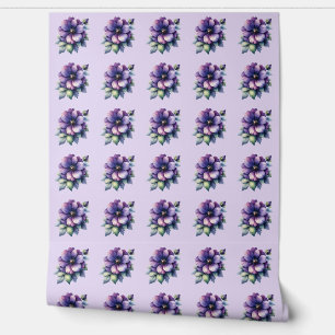 Vintage Violette Blumenmuster  Tapete