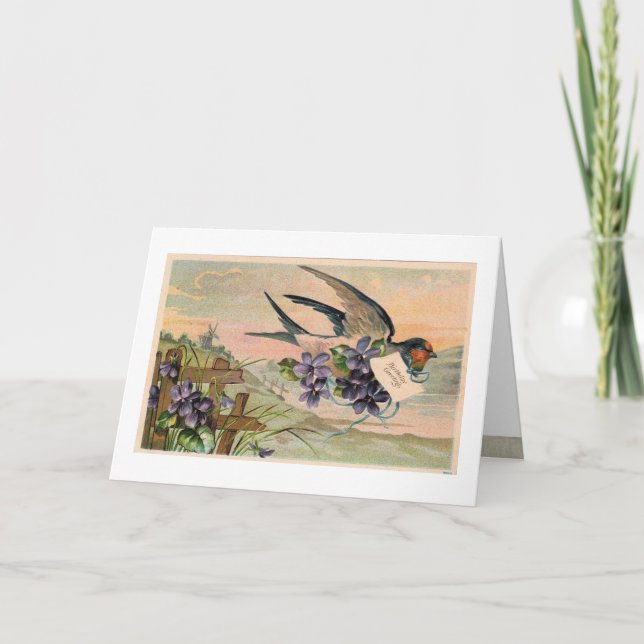 Vintage Violetten Geburtstagskarte Karte (Vorderseite)