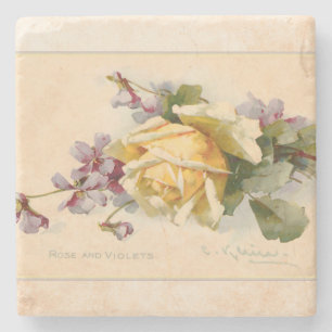 Vintage Violetten und Rose Steinuntersetzer