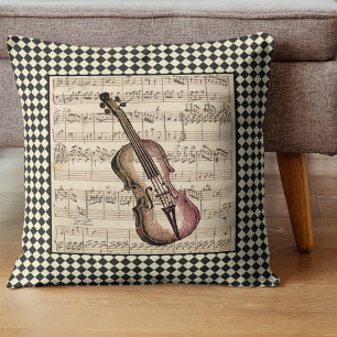 Vintage Violin Harlequin Border Kissen