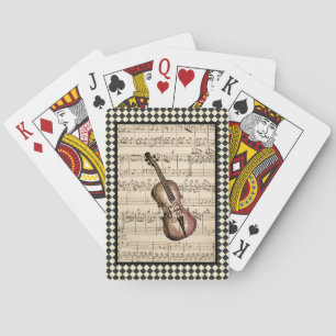 Vintage Violin Harlequin Border Spielkarten