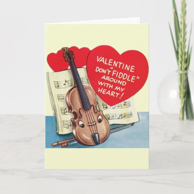 Vintage Violin Valentine Feiertagskarte (Vorderseite)