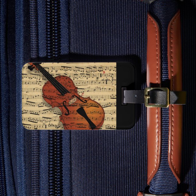 Vintage Violine Gepäckanhänger (Vorderseite Insitu 4)