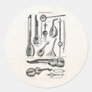 Vintage Violinecello-Schnur-Musikinstrumente Runder Aufkleber