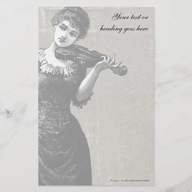 Vintage Violinistin Briefpapier (Vorderseite)