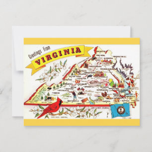 Vintage Virginia-Karte Postkarte 
