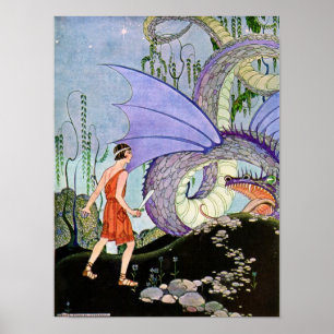 Vintage Virginia Sterrett Drache trifft Krieger Poster