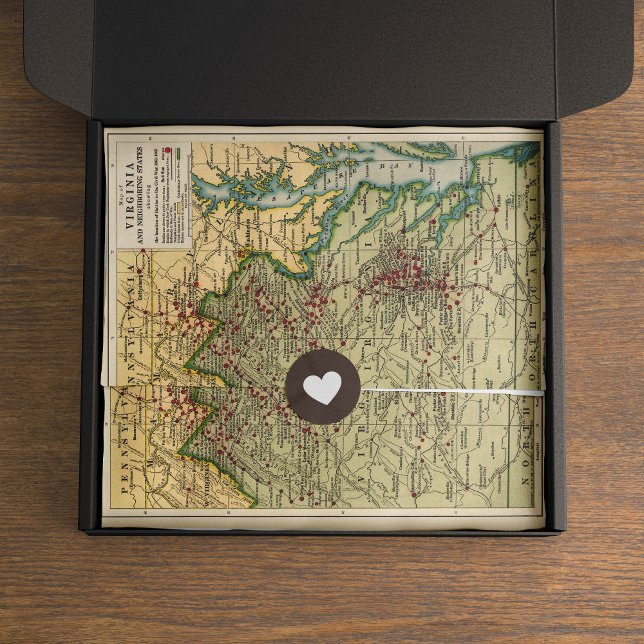 Vintage Virginia Zivile Kriegskämpfe Karte Seidenpapier (Von Creator hochgeladen)