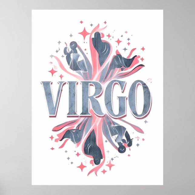 Vintage Virgo Zodiac-Signatur Whimsikale Illustrat Poster (Vorne)