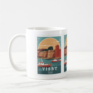 Vintage Visby City Wall Postcard - Retro Schwedisc Kaffeetasse