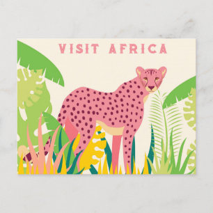 Vintage Visit Africa Rosa Gepard Postkarte