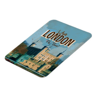 Vintage Visit London - Fliegen Sie dorthin Magnet