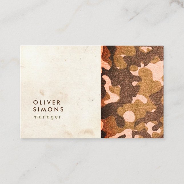 Vintage Visitenkarte mit militärischem Muster (Vorderseite)