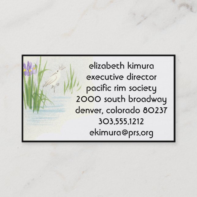 Vintage Visitenkarten für asiatische Krane - Grenz Visitenkarte (Vorderseite)